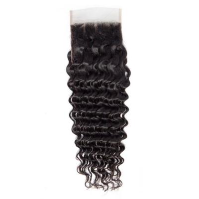 China Cheap Brazilian Deep Wave Virgin Cuticle Aligned Swiss Hair 4x4 2x6 5x5 13x4 13x6 6x6 7x7 360 Lace Closure And Headband for sale