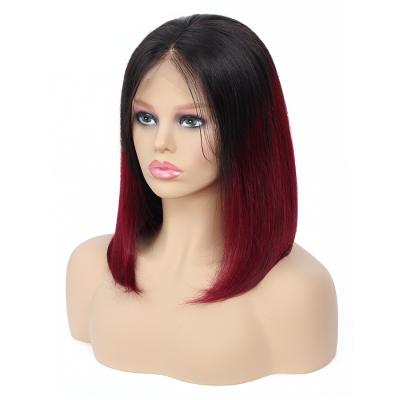 China Wholesale Brazilian Virgin Silky Straight Wave Cuticle Aligned Short Straight Hair 1B 99 J Colored Lace Front Bob Wigs for sale