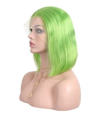 China Wholesale Body Wave Virgin Hair Green Color 13x4 Lace Front Bob Wigs For Women for sale