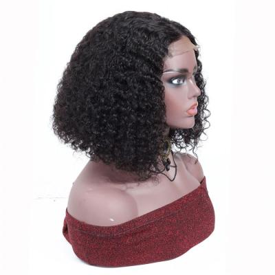 China Wholesale Kinky Curly Swiss Lace Front Closure Human Hair Short Bob Wigs 4*4 Inch Peruvian Virgin Kinky Curly 8 for sale