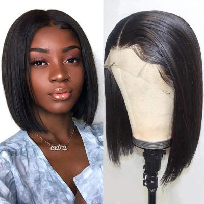 China Full Lace Front Short Bob Wig Natural Straight Raw Peruvian Virgin Human Hair For Black Women for sale