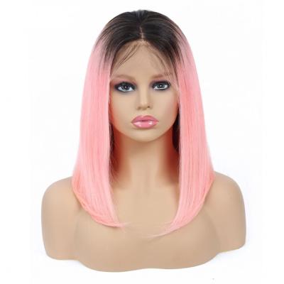 China Hot Selling Unprocessed Human Hair 1b/pink 13*4 Straight Bob Wig Silky Straight Wave 100% Brazilian Hair Wig Virgin Hair for sale