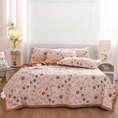 China Viable Wholesale Summer Comforter Blanket Cold Air Travel Blanket Cotton Double Layer Yarn 100% Cool Summer Quilt for sale