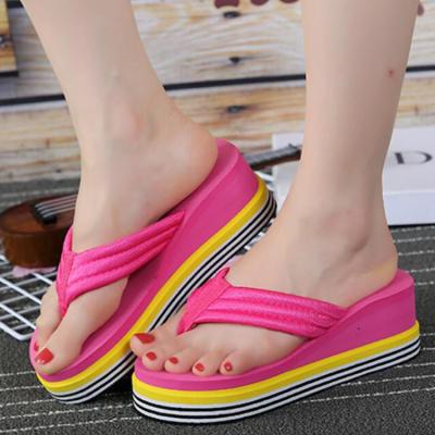 China Fashion Trend China Wholesale Cheap EVA Flip Flops Daily Use Platform Wedge Women Slippers for sale