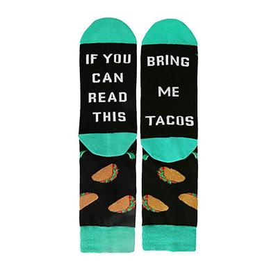 China Education If You Can Read This Funny Saying Bring Me Wine Coffee Taco Donut Gifts Socks For Women for sale