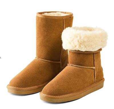 China Custom Wholesales Anti-slippery OEM Snow Boots Leather Fur Scratched Boots For Women's Fur Home Snow Boots for sale