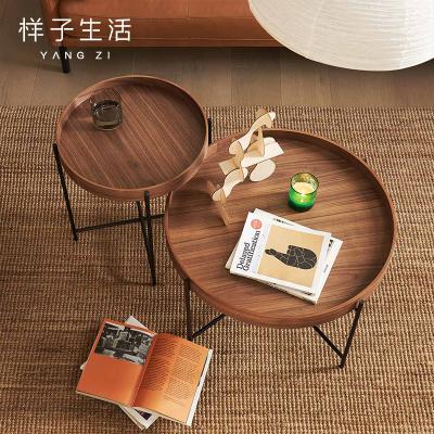 China Cheap Unique Nordic Solid Wood Eco-Friendly Furniture Small Sofa Living Room Bedroom Designer MDF Round Coffee Side Table Set for sale