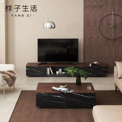 China 2021 New Design Eco-friendly Modern White Nordic TV Stand With Coffee Tables for sale