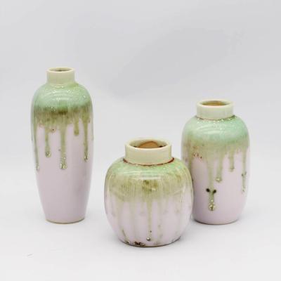 China Honey Jar Design Porcelain Ice Cream Color Table Centerpieces Ceramic Glazed Vases Bixuan Minimalist Vase Overflow Vases, Set of 3 for sale