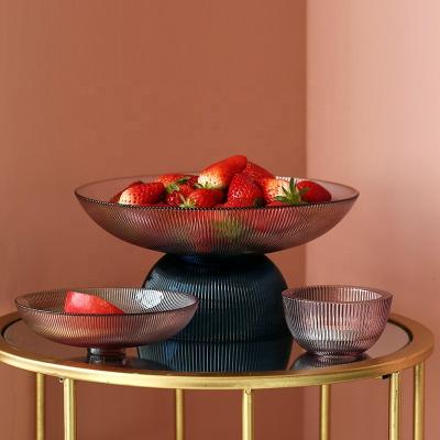 China Bixuan Handmade Multifunctional Glass Fruit Tray Candy Bowl Snack Plate Serving Trays Separated Design Home Decor Table Centerpiece M for sale