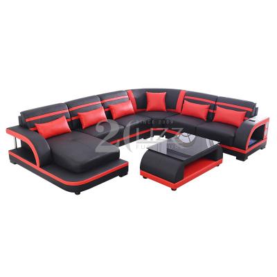 China (Other) Contemporary Italian Modern Corner Adjustable U Shape Leather Sofa With LED And Music Player for sale