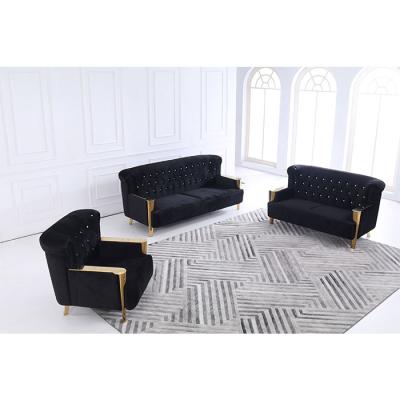 China Modular hot sale Dubai villa living room leisure furniture elegant velvet fabric sofa with gold leg for sale