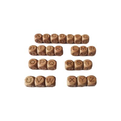 China Beech factory price custom 12mm square alphabet wooden beads for sale