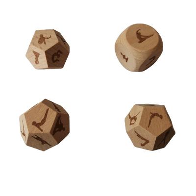 China Polyhedron 12 Sided Yoga Exercise Dice Natural And Environmentally Friendly Beech Wood Customized LOGO Creative Face To Face Size Is 30mm for sale