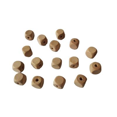 China Wooden Blank Wooden Dies Punched Beads DIY Unfinished Wholesale Square Jewelry For Baby Kids DIY Toys Wooden Bead for sale