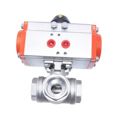 China General Thread Three Way Ball Valve With Pneumatic Actuator And Accessories for sale