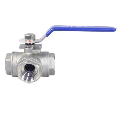 China General Port Threaded Stainless Steel 304 T Floating Three Way Ball Valve for sale