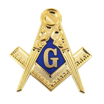 China Soft Enamel Logo Freemason Clothes Decorations Europe/America Wholesale Custom Metal Badge Gold Plated Masonic Freemason Lapel Pin for sale