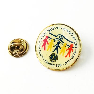 China Custom Round Europe Metal Lion Club Sport Dome Enamel Epoxy Resin Badge Soft Blue Dyed Pin With Epoxy for sale