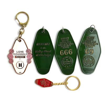 China Souvenir Gift Promotional Custom Your Logo Name Key Ring Metal Key Chain Blank Motel Hotel Room Key Chain for sale