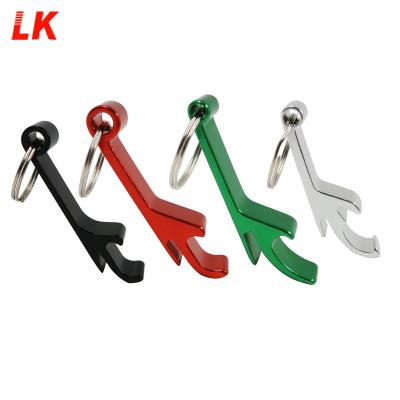 China Custom Stocked Logo Aluminum Keyring Beer Bottle Metal Opener Portable Colorful for sale