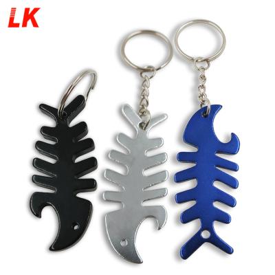 China High Quality Animal Stocked Shaped Common Fish Bones Aluminum Head Chain Bottle Opener for sale