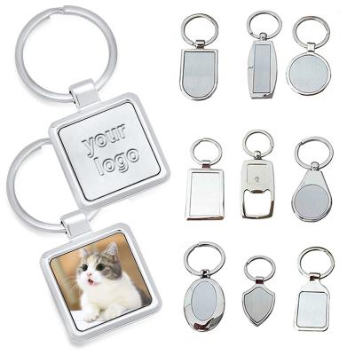 China Custom Blank Promotional Gift Keychains Bulk Free Sample Clean Logo Rectangle Cheap Round Metal Promotional Key Chain for sale