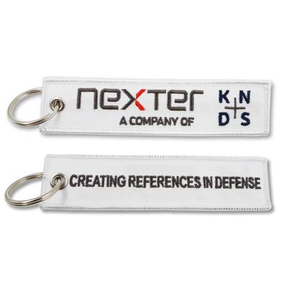 China Embroidery Manufacturer in China Custom Your Own Name 3D Logo Strap Cotton Embroidered Keychains for Promotional Gift for sale