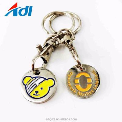 China European And American Custom Token Coin Trolley Key Chain Metal Logo Factory China Key Chain For Supermarket for sale