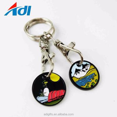 China European and American Wholesale Promotional Cheap Token Euro Logo Trolley Coin Keychain Custom Supermarket Shopping Cart Metal for sale