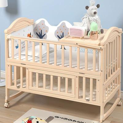 China Modern Multifunctional Classic Baby Adjustable Sleeping Height Bedside Children Solid Wood Single Bed With Bumpers for sale