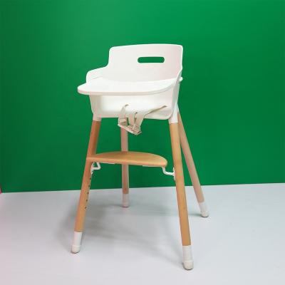 China 2021 Modern Safety Plastic Baby Eating Sitting Food Umpire Chair With Folding Wooden Leg for sale