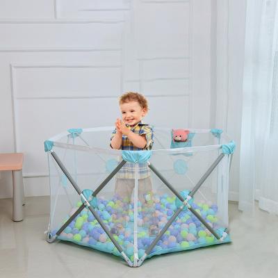 China Assembly Manufacturer 5-Panel 6-Panel Cotton Cloth Fence Easy Foldable Portable Baby Playpen For Outdoor Safety Games Crawling Indoors for sale