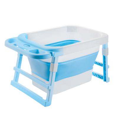 China Safe Wholesale BPA Free Collapsible Folding Baby Tub Plastic Tub With Stand for sale