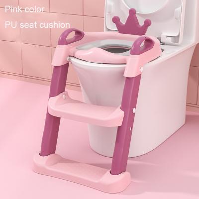 China 2021 New Design Eco-friendly Collapsible Baby Toilet PU Booster Soft Potty Training Seat With Ladder for sale