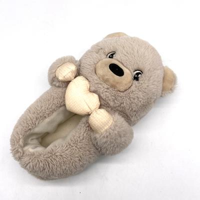 China Fashion trend custom warm non-slip indoor cartoon animal bear shaped fuzzy plush slippers for sale