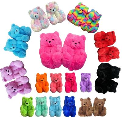 China Wholesale Adult Light Weight Teddy Bear Slippers Kids For Bedroom Teddy Bear Slippers Women Girls Plush Style Slippers Women New for sale