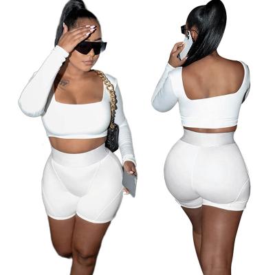 China New Arrivals Anti-Static Women's Clothing Crop Top And Short Set For Summer Running Two-Piece Set Logo Custom Jogging Set 01126 Sports Biker for sale