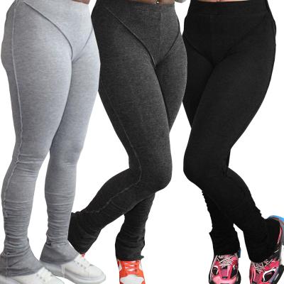 China Anti-Wrinkle Women Pants Cotton Fabric Tight Slim Fit Sport Casual Jogger Jogging Pants Stacked Sports Sweatpants For Ladies RS01100 for sale