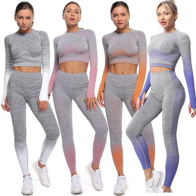 China 2 Pieces Yoga Set Yoga Set Gym Suit High Waisted Elastic Fitness Stretch Breathable Fitness Clothing Active Wear For Women RS00931 for sale