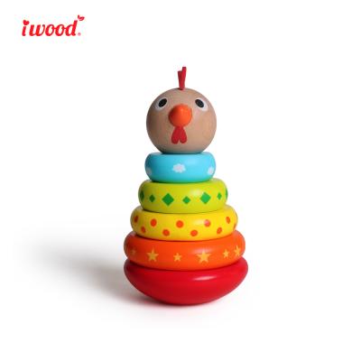 China Environmental iWood Series 5 Piece Collision Hen Stacker Ring Wooden Toy Educational for sale