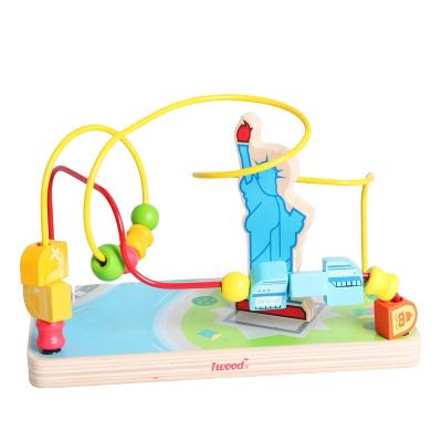 China New Arrival Colorful Wooden Statue of Liberty Bead Roller China Wooden Toy for sale