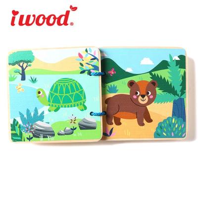 China Environmental Baby Enlightenment Cube Puzzle Book Educational Wooden Toys for sale