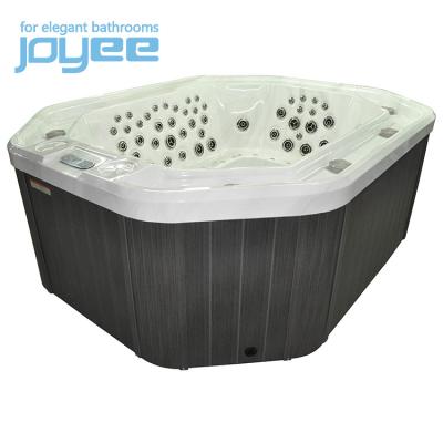 China Keep Water Garden Hot Tub Full All The Time JOYEE Balcony Hexagon Diamond Cedar Shell Overflow Acrylic Luxury Bath Spa With Jacuzzi Function for sale