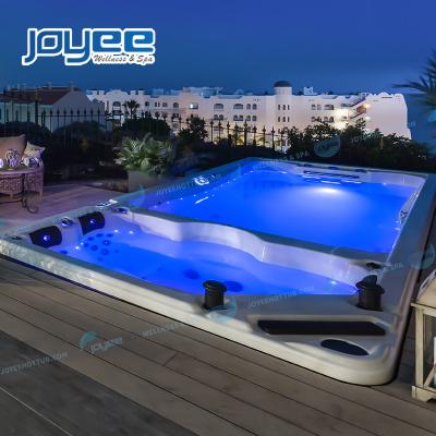 China JOYEE Acrylic 8 10 tub 5.8m hydro massage people pools inground outdoor dual-zone hot spa swimming pool with heater and ozone for sale