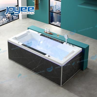 China Hotel Three Side Bathroom Skirt JOYEE Acrylic Black Water Jetted Bath 1-2 Person Hydromassage Whirlpool Hot Tub Indoor Spa for sale