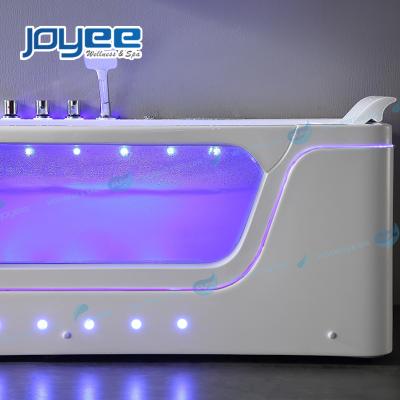 China JOYEE Computer Control Two Adults Bath Combination Glass Sex Massage Set Stained Glass Whirlpool Bathtub Price Japanese Clear Shower Mixer for sale