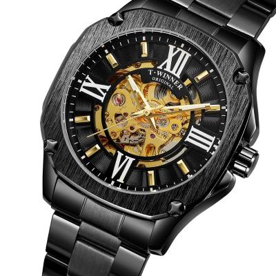 China 2020 Luxury New Arrival T-Winner Water Resistant Men Watches Stainless Steel Roma Number Automatic Skeleton Wrist Watch Water Resistant for sale