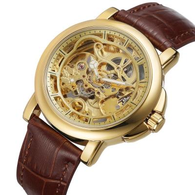 China Hot Selling Custom OEM Fashion Skeleton Power Reserve FORSINING Casual Watch Genuine Leather Strap Custom Automatic Men Watch for sale