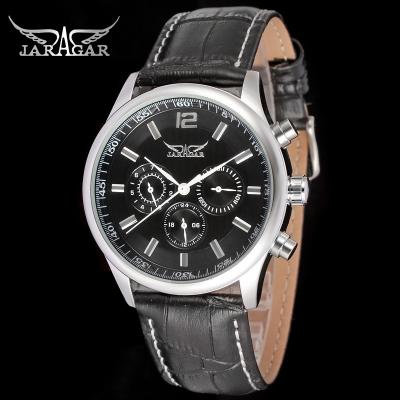 China 2020 JARAGAR Day/Date Men's Casual Wholesale Watch Genuine Leather Strap 24 Hours Male Wristwatches for sale